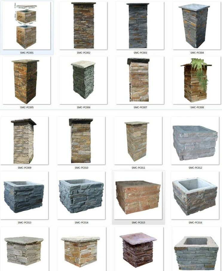 Natural Stone Beige Slate Panel Pillar
