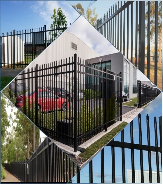 Powder Coated Wire Mesh Railing Metal Fence Pressed Spear Top Steel Fence Iron Gate Fence Garden Fence /Fence /Fencing/Galvanized Gabion Wall