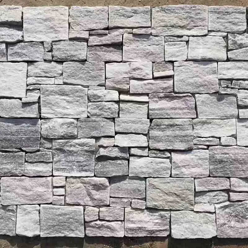 SMC-Cc178 Grey White Marble Cement Back Stacked Ledge Stone