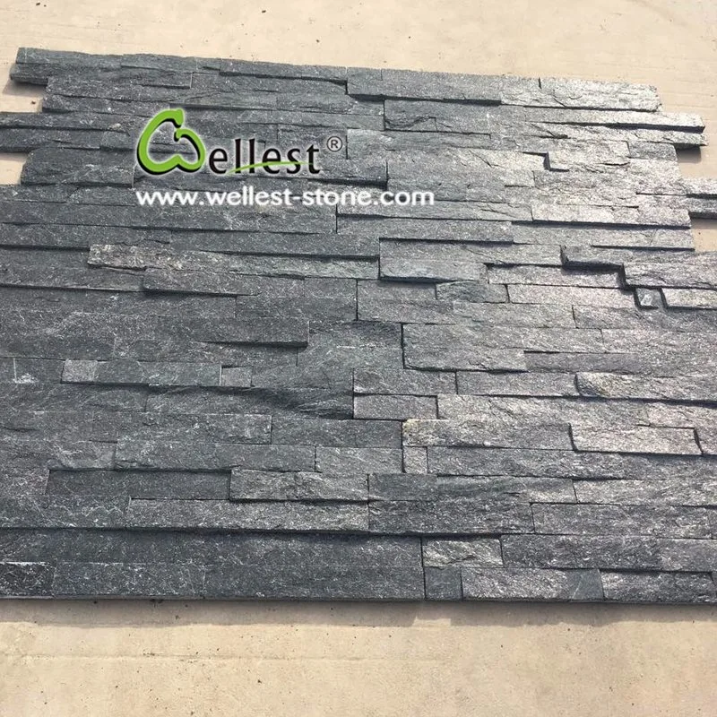 Black Quartzite Thin Stone Veneer for Wall Cladding