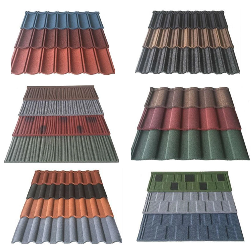 Roofing Materials High Quality Stone Coated Corrugated Sheet Metal Slate Sun Stone Coated Metal Roof Tile