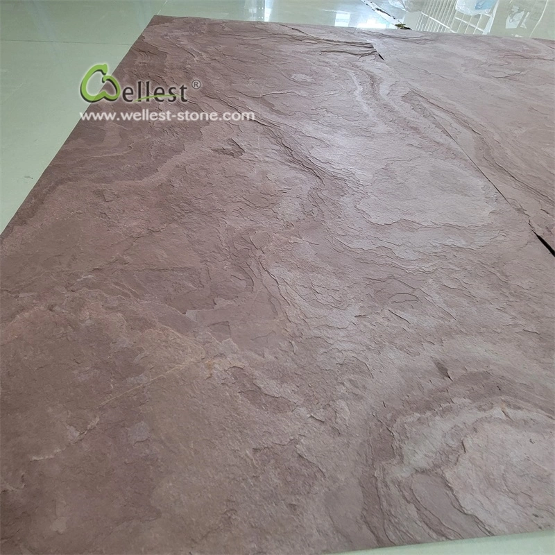 China Natural Slate Burning Red Flexible and Ultra Thin Stone Veneer Wall Stone Panel for Wall Decoration