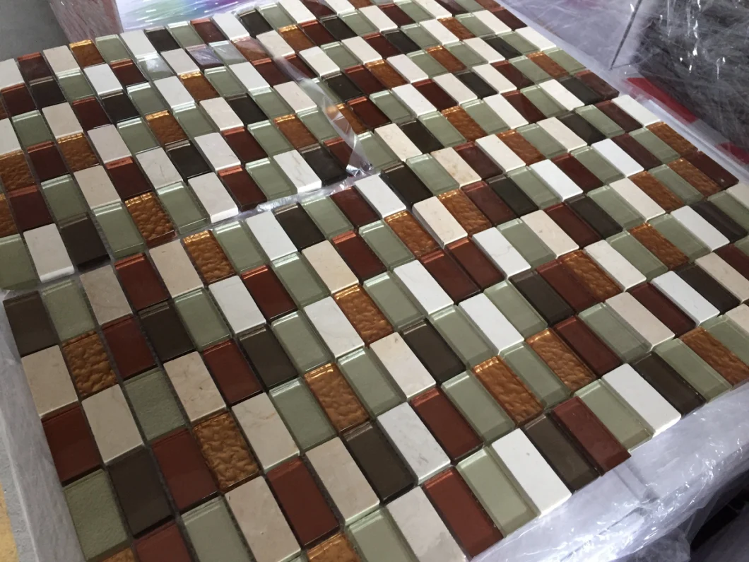 Fctory Colorful Design Glass Mix Stone Mosaic Tile