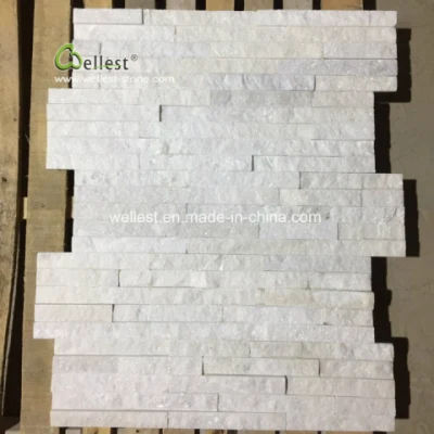 White Quartzite Ledger Stone Wall Panel, Cultured Stone Wall Cladding, Ledger Stacked Stone Veneer, Thin Ledgestone Veneer