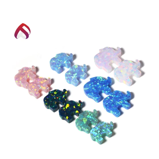 Wholesale High Quality Blue & White Color Boy Shape Loose Stone with Holes Opal for Jewelry Accessories Lab Opal
