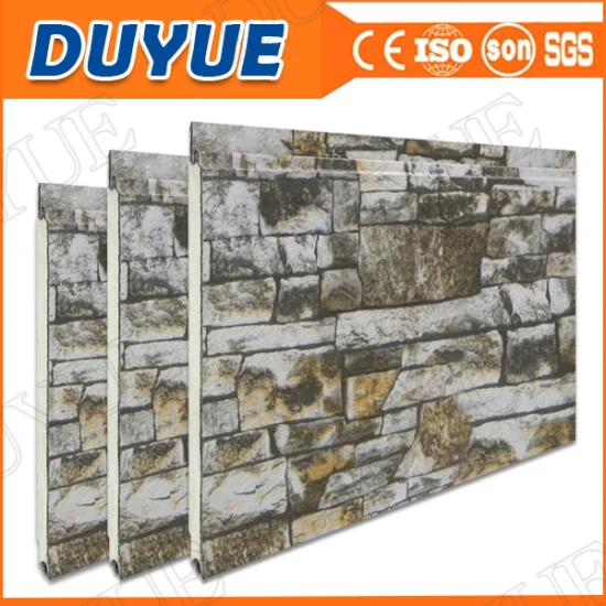 3D Stone Panel/Metal Carved PU Foamed Sandwich Prefab Wall Insulation/Decoration Board/Cladding/Siding