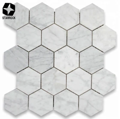 Stone Mosaic Tile Natural Stone Marble Hexagon Design Back Splash Wall Mosaic Tile