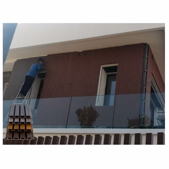 Easy Installing Fiber Cement Replacement Grey WPC Wood Wall Cladding