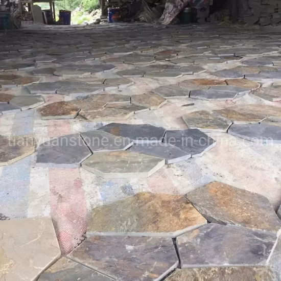 Grey/Black/Yellow Meshed Slate Net Flagstone for Outdoors Paving Tiles